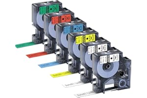 6X MarkField Compatible Label Tape Replacement for Dymo D1 45013 Color Tape 12mm x 7m, Compatible with DYMO LabelManager 160 210D 280 420P 360D 500TS PnP, LW 450 Duo Label Maker, 6-Pack