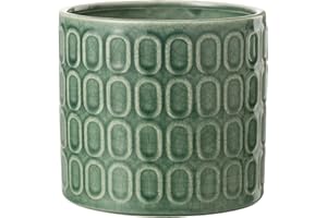 J-Line Cachepot Oval Motif Ceramique Vert Large