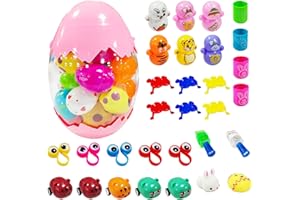 badaren Lot de 24 Oeufs de Pâques Avec 30 Cadeau Paques Enfant, Oeufs de Pâques Avec Jouet, Jouet de Paques en Plastique pour Cadeaux de Pâques, Chasses Aux Œufs de Pâques et Activités en Classe
