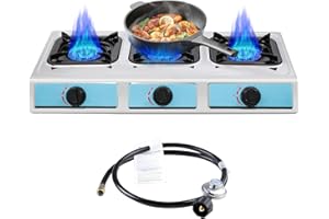 VELPAX Fornello a Gas, Piano Cottura Portatile con 3 Fuochi, Fornello a gas da campeggio Adatta per GPL, Ideale per Chiuso, Campeggio, Outdoor