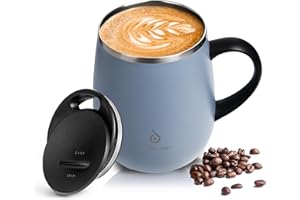 Ideus Coffee Mug 470ml (16oz), Double Wall Vacuum Insulated Stainless Steel Coffee & Tea Cup w/Non-Slip Handle & Slider Module Lid & Large Volume (Gray)