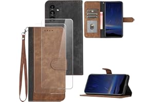 Hoyoikun Handyhülle Kompatibel Mit Samsung Galaxy A34 5G,[Verschenke 2 Stück Full Screen Schutzfolie],Premium PU Leder Flip Case,Magnetverschluss,Standfunktion, Kartenschlitz-Braun