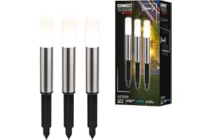 BRILONER - Trädgårdsbelysning Connect to Shine, 12 V, uppsättning med 3 LED-ljusterminaler med jordspett, förlängningssats, IP44, varmvitt ljus, uppfartsbelysning, 36,5 x 4 cm