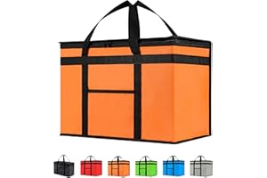 NZ home XXL Insulated Cooler Bag and Food Warmer for Food Delivery & Grocery Shopping with Zippered Top, Orange (1 Pack)