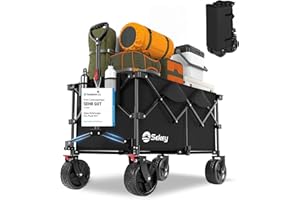 Sekey XXL Plus Bollerwagen Faltbar mit Bremsen 200L 200KG Belastbar, Extra Breite Reifen All Terrain Bollerwagen, Patentiert Zusammenfaltbar aus Vier Richtungen, XXL-PlusB 4011, Schwarz