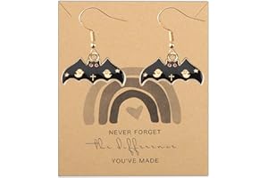 MYOSPARK Halloween Bat Earrings Necklace Bat Lovers Gift Bats Charm Jewelry for Women Girl Halloween Party Gift