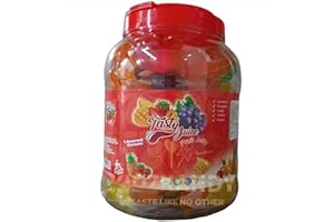 KIDZKANDY Tasty Fruity Jellies Fruit Pops Halal Jelly 32 g x 55 gelée de fruits grande taille – Sac de fête d'anniversaire pour enfants – 5 saveurs assorties fraise, litchi, mangue, raisin et ananas