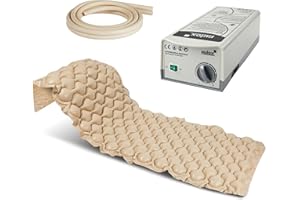 ‎PULOX Pulox Antidekubitusmatratze ADM-130 - Wechseldruckauflage mit Pumpe - Geräuscharm (20 db) und belastbar bis 130 kg - Beige