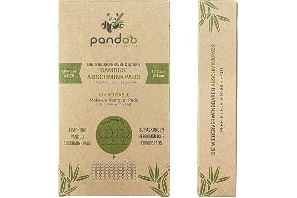 pandoo | Lot de 10 cotons démaquillants en bambou lavables | disque à démaquiller réutilisables | lingette démaquillante | écologique