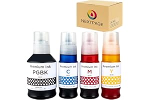 NEXTPAGE GI51 GI-51 Ink Compatible with Canon Pixma GI 51 Ink Bottle for Pixma G1520 G1530 G2520 G2560 G2570 G3520 G3560 G3570 G3571 G3572 G4570 Printer Black Cyan Magenta Yellow (4 Pack)