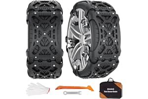 AIRMINTI Cadenas De Nieve Universales Para Coche, 6 Unidades Antideslizantes, Para Neumáticos De 165 A 265 Mm De Ancho, Para Vehículos Utilitarios Deportivos, Fáciles De Montar Para Invierno, Hielo, Barro