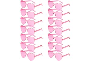 BOUBONI 14/28 Pack Heart Shaped Sunglasses for Women Rimless Heart Party Glasses Bulk Colored Love Sunglasses for Party
