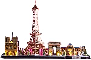 PARTY TOWN Puzzle 3d - Paris Led Cityline | Puzzle 3d Bambini E Adulti | Modellini Da Costruire | Modellismo Da Costruire Adulti | Regalo Bambino 8 Anni | 115 Pezzi