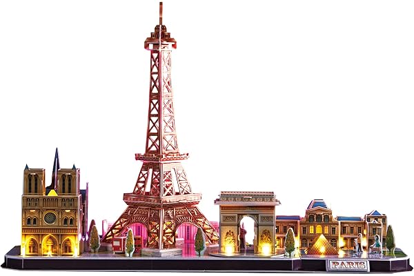 Puzzle 3D - Paris LED Cityline | Maquette A Construire | Puzzle 3D Enfant Et Adulte | Maquette A Construire Adulte | Puzzles 3D | 115 Pièces | Cadeau Garcon 8 Ans