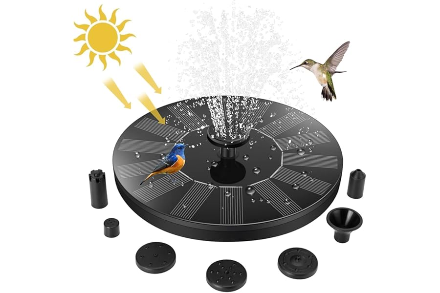 Jsdoin Solar Fountain Pump,Solar Powered Water Features with 7 Nozzles for The Garden, Floating Pond Pump for Bird Bath,Pool, Patio,Pond and Fish Tank