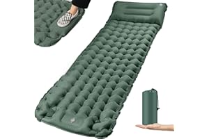LINNIW Matelas Camping Autogonflant, Épaisseur Améliorée 10cm/4'' Tapis de Couchage Autogonflant Matelasavec Oreiller & Pompe à Pied Matelas Camping Gonflable Ultraléger pour Camping, Tente, Randonnée
