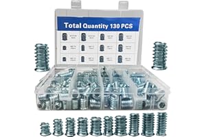 GIGTOOP 130 Pièces Insert Fileté,M6/M8/M10 Insert Fileté Bois,Écrous à Visser En acier galvanisé,Manchons à Visser en Acier Galvanisé, Insert Fileté Nuts pour Meubles en Bois