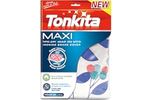 Tonkita | Maxi Telo per ASSE da Stiro 140x50 cm, Copri ASSE in Cotone Ricilato e Morbido Mollettone, con Bordo Elastico, per Assi da Stiro Fino a 132x42 cm - Made in Italy