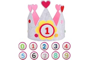 JOKILY Geburtstagskrone Kinder, Geburtstag Kinderkrone, Geburtstagskrone Filz mit Austauschbaren Zahlen von 1-9, Geburtstagskrone Mädchen Junge, Partyhüte Kindergeburtstag