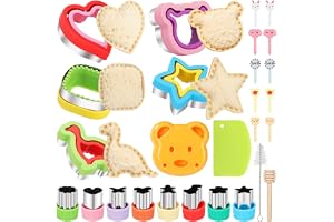 27Pcs Sandwich Cutter and Sealer Set，5pcs Bread Sandwich Sealer Decruster Maker,1pcs Bear-Shaped Silicone Mould and 8pcs mini Vegetable Cutters and 12pcs Ancillary Accessories