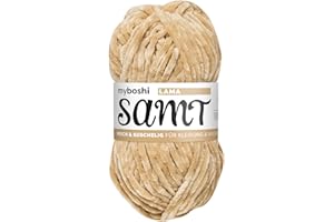‎MYBOSHI myboshi Samt Wolle zum Häkeln und Stricken, weiche Chenille Wolle im XXL-Knäuel, perfekt für Amigurumi und Kissen, 100% flauschige Polyester, 100g, Ll 100m Braun (Lama), 1 Knäuel