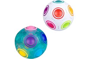 SISYS 2 Pack Magic Ball Rainbow Fidget Ball Cubo Magico, Arcobaleno Puzzle Ball Cubi Fidget Giocattolo Educativo Speedcube per Bambini Adulti, Bianco + Blu