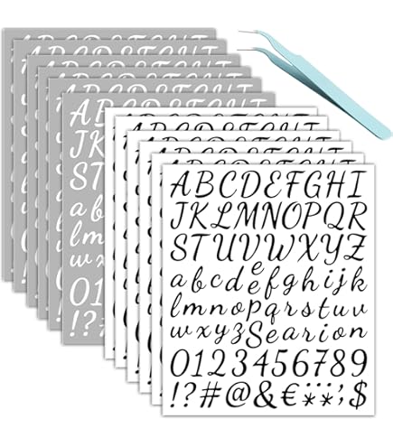 JJUNW 13 vellen grote zelfklevende vinyl letters nummers kit, 10 cm alfabet stickers, waterdichte brievenbus nummers stickers voor doe-het-zelf ambachten, brievenbus, notitieboek, deur, waterflessen