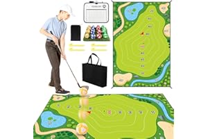 IXYHKB Golf Game Set, 180x120cm Golf Chipping Game, Golf Training Mat, Large Golf Practice Mat Indoor, Golf Chipping Game Mat with Golf Ball & Scoreboard, Golf Training Aid Equipment for Kids (B)