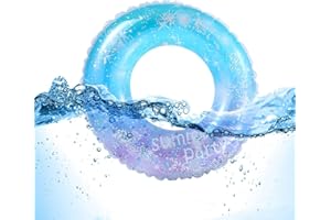 Viilich Anillo de natación Lentejuelas,Anillo Flotante Transparente,Anillo de natación con Lentejuelas de Estrella Azul,Anillo de natación Inflable para niños,para Fiesta en la Piscina de Verano,60#
