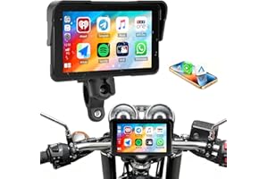 CAMECHO navegador Moto con Wireless CarPlay/Android Auto, Pantalla carplay Moto 5" HD IP68 Impermeable para Motocicletas con Car Play/Bluetooth/detección de presión