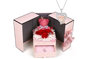 Konijiwa Gifts For Mum Preserved Rose Gift Set with 925 Sterling Silver Mum Necklace Mum Gifts Mum Birthday Gifts Valentines Gifts For Mum Personalised Mothers Day Gifts from Daughter Son