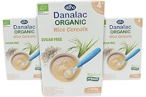 DANALAC Riso Biologico Baby Cereal 200 Gram Porridge Senza Zucchero 4 Mesi Più (Confezione da 3)