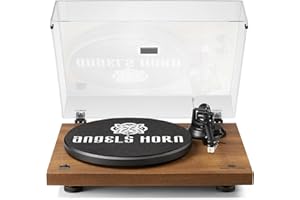 ANGELS HORN Platine Vinyle, Tourne Disque Bluetooth, Tourne Disque Vinyle avec Cartouche Magnétique AT-3600L à 2 Vitesses 33 + 45 TR/Min, Prise en Charge de la Sortie RCA