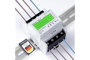 ‎B+G E-TECH 3 Phasen Drehstromzähler [FLDS100 - MID 25] - Stromzähler für TS35 Hutschiene, MID geeicht, digitaler LCD Drehstromzähler mit S0, 100A, 400V