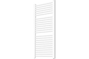 MIADOMODO Aquamarin® Secador de Toallas de Baño - De Pared, 1200x600mm, Agua Caliente, Acero, Vertical, Entrada Central o Lateral, Blanco - Radiador de Baño, Calentador de Toallas, Calefacción, Toallero