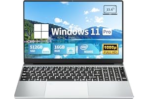 DARYUKUM Ordinateur Portable 15,6 Pouces, PC Portable 16 Go RAM 512 Go SSD, Laptop Celeron N5095 Windows 11 Pro avec écran IPS 1920 x 1080 USB 3.0 Mini HDMI 2,4 G/5 G WiFi PC Ordinateur de Bureau