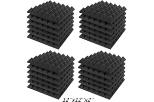 Jber - Panneaux acoustiques de forme pyramide en mousse - 5,1 x 30,5 x 30,5 cm - Pour studio et insonorisation - Charbon - Lot de 24