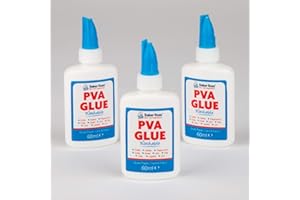 Baker Ross Mini tubes de colle glue PVA lavable (Lot de 3) - Matériel créatif pour enfants, Blanc