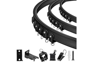TOKPLNU Curtain Rail for Bay Window, 6m Flexible Bendable Ceiling or Wall Mounted Curtain Track System Black Curved Ceiling Curtain Track for Curtains RV Room Divider, Curtain Rails and Fittings