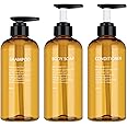 olyee 3 Pack 17oz Empty Shampoo Bottles,500ml Plastic Pump Bottles with Soap Dispenser Containers for Bathroom Kitchen Use-Lotions,Shampoo,Conditioner,Shower Gel Yellow