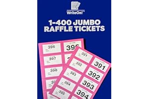 YLAB Extra Large Pink Raffle Book, Cloakroom Tickets 1-400 – Jumbo 7x4cm Perforated Ticket Stubs – Easy Read, Numbered & Secure – Ideal for Events, Fundraisers & Cloakroom Use