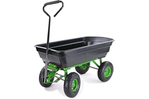 ‎RAMROXX RAMROXX Transportwagen Gartenwagen Schubkarre Handwagen Kippfunktion 250 kg Schwarz Grün