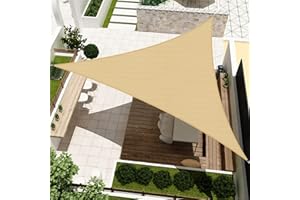 HENG FENG Tenda a Vela Triangolare HDPE 5X5X5m Vela Ombreggiante Parasole Traspirante e Protezione Solare Raggi UV per Esterno Giardino Terrazza Colore Sabbia
