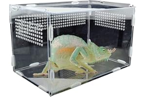 luminiu Boîte D'élevage De Reptiles, Boîte d'alimentation D'insectes Acrylique pour Araignée | Lézard | Grenouille | Cricket | Tortue, Terrarium D'élevage avec Trous D'aération, L-28x18x18cm