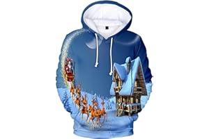 HAOLEI Christmas Hoodies for Women Men UK Sale 2023 Funny Christmas Tree Print Santa Elf Jumper Novelty Graphic Sweatshirt Hooded 3D Reindeer Hoodie Pullover Sweater Tops Xmas Jumpers with Pocket