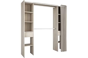 Miroytengo Armario/Vestidor Abierto Dana para Habitación Dormitorio Matrimonio enColor Roble Shannon 203x115-190x50 cm