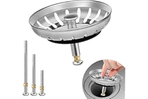 M JINGMEI Bouchon Evier Cuisine INOX 82mm, Bonde Universelle en Acier Inoxydable pour Drainage Rapide, Anti-Obstruction et Anti-Corrosion - Installation Facile (pour Trou d'Évier de 82,3-84mm)