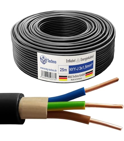 Helukabel Erdkabel NYY-J 5G 1,5 Mm² Schwarz – 50 Meter Rolle Für Erdverlegung