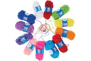 Baker Ross AG238 Coloured Wool Value Pack — Creative Kids' Arts and Craft Supplies to Decorate Cards, Collage and Projects (Pack of 10), Assorted, 10g