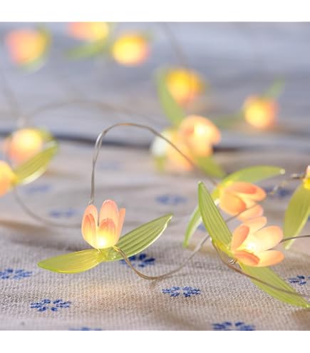 Lights4fun Blumen-Lichterkette – 20 Warmweiße LEDs, Bunte Blüten, Batteriebetrieben, 150 Cm, Mit 6h Timer – Frühling & Ostern Deko Für Innen